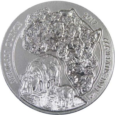 Ruanda 2017 Nilpferd 1 Oz Silber*
