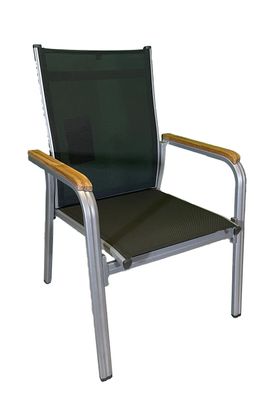 Granada Stapelsessel, silber / Textilene / Teak