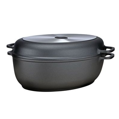 HI Aluguss-Bräter oval 39 x 25 x 18 cm mit Antihaft-Beschichtung 24207