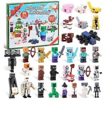 Minecraft-Adventskalender 2025 24 Tage Countdown mit Spielfiguren und Bausteinen