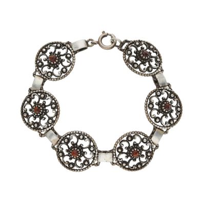 Trachtenarmband Silber 835 geschwärzt Granat Second Hand wie neu 25325047 getragen