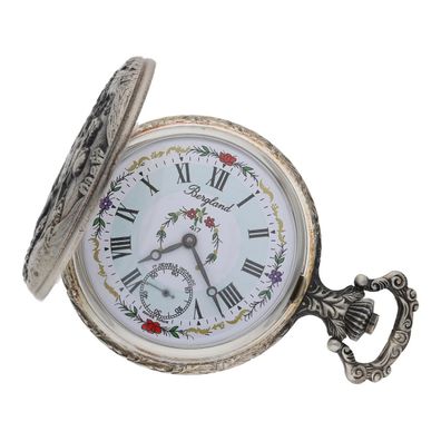 Bergland Taschenuhr mit Jäger Motiv Handaufzugswerk Original Schweizer ETA Unitas 649