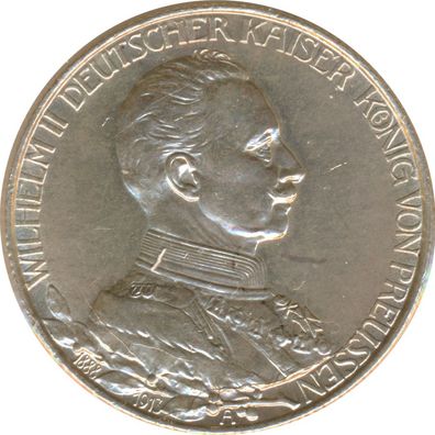 Preussen 2 Mark 1913 25. Regierungsjubiläum Silber*