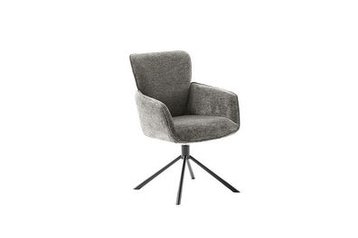 Esszimmerstühle Stühle AMBER 4 Fuß schwarz mit Armehnen Strukturgewebe cappuccino