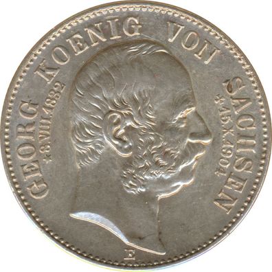 Sachsen 2 Mark 1904 E Auf den Tod von König Georg Silber*