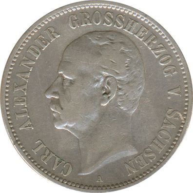 Sachsen-Weimar-Eisenach 2 Mark 1898 A Carl Alexander Silber*