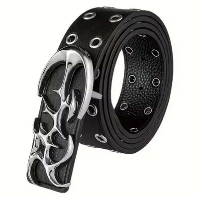 Nietengürtel Doppelloch Gürtel Ösengürtel Jeansgürtel Punk Hip Hop Gürtel 77,5-117cm
