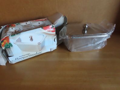 hochwertige Margarinedose mit Deckel Edelstahl hochglanzpoliert