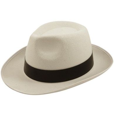 Blues Brothers Party Hut Gr.58/59 Gangster weiß m. schwarzem Band Gangster
