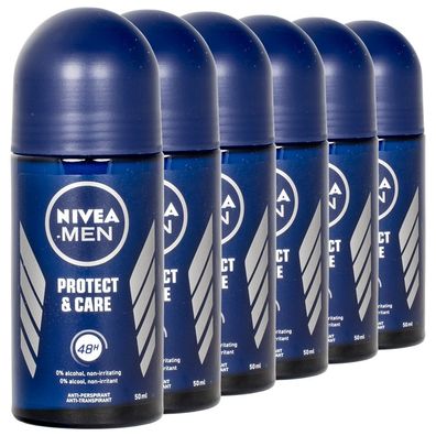 6x Nivea MEN Protect & Care Deodorant Roll On 50ml