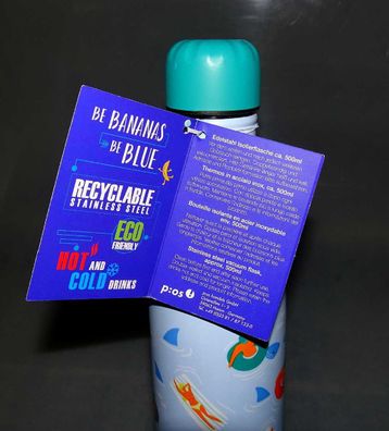 Blue BananasEdelstahl Isolierflasche ca. 500 ml p: s Shark Attak Neuware
