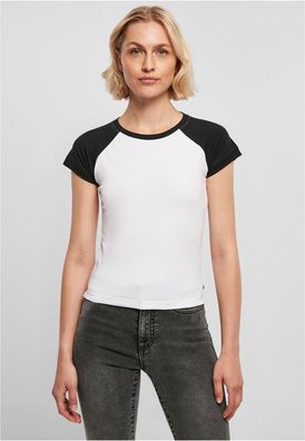 Urban Classics Damen T-Shirt Ladies Organic Stretch Short Retro Baseball Tee