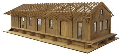 KM1 400730 Güterschuppen Basis mit 2 Toren, Bausatz Spur 1