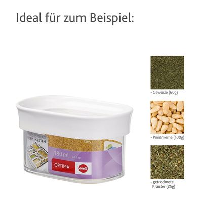 Emsa Stapelbare Vorratsdose für Trockenvorräte, Volumen 0.18 Liter, Rechteckig,