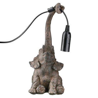 GILDE Tischleuchte, Elefant, "Elefante", Kunstharz, braun, L. 13 cm, B. 12 cm,