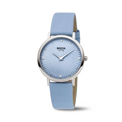 Boccia Damenarmbanduhr Trend 3365-01 Titan, Leder, blau, silberfarben