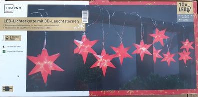 Livarno Home Lichterkette aus 3D-Leuchtsternen LED rot mit Timer
