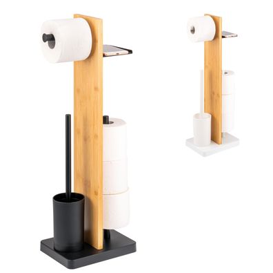 eluno Stand-WC-Garnitur 4in1, WC-Bürste, (Ersatz-)Rollenhalter und Ablage