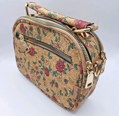 Kork Handtasche Damen Mädchen Umhängetasche Blumenmuster Schultertasche Vegan Nw