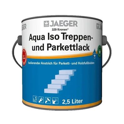 Jaeger 329 Kronen Aqua Iso Treppen- und Parkettlack 2,5 Liter weiß