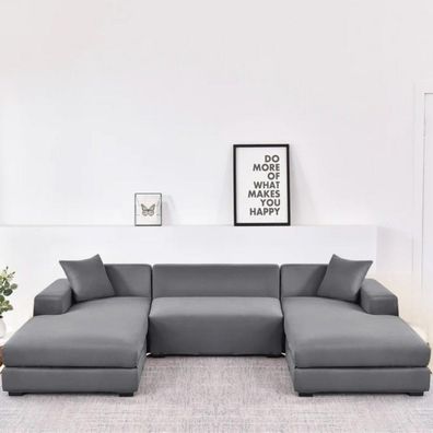 Edlerwohnen Elastischer Sofabezug U-Form Grau