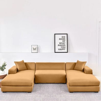 Edlerwohnen Elastischer Sofabezug U-Form Camel