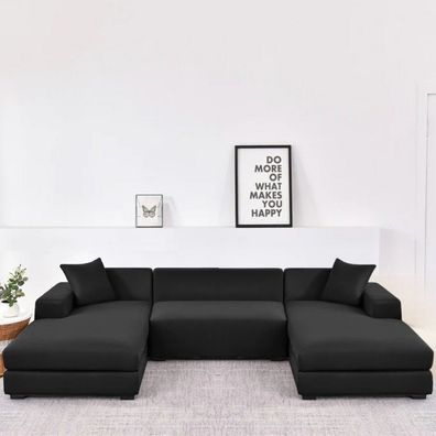 Edlerwohnen Elastischer Sofabezug U-Form Schwarz