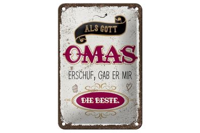 Blechschild Gott gab mir die beste Oma, 4 verschied Größen, Blechschilder