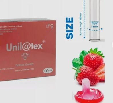 Unilatex Kondome 6 Stück Natural Classic Erdbeeren Geschmack 54 mm x 180 mm