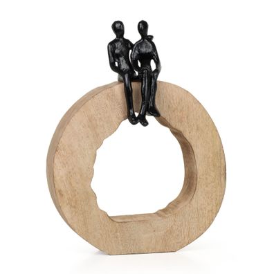 Dekofigur Be Together Schwarz 36 cm aus Mangoholz und Aluminium Symbol für Liebe
