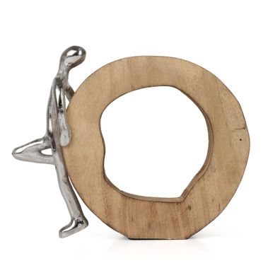 Dekofigur Stillness Silber 18 cm aus Mangoholz und Aluminium Symbol für Ruhe