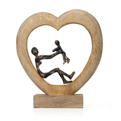 Dekofigur Mother’s Love Schwarz-Gold 30,5 cm aus Mangoholz und Aluminium