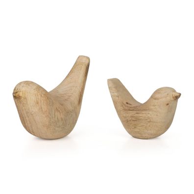 Dekofigur Pure Nature 2er Set Holzvögel aus Mangoholz naturfarben Skulptur