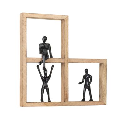 Dekofigur Unity Schwarz 35,5 cm aus Mangoholz und Aluminium Wanddeko Symbol