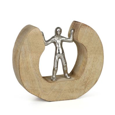 Dekofigur Mediator Silver Edition 18,5 cm aus Mangoholz und Aluminium Skulptur