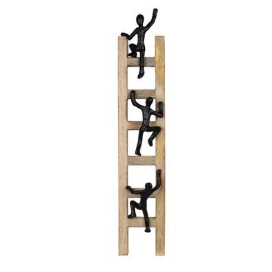 Dekofigur Ambition Schwarz 57,5 cm Mangoholz Aluminium Wanddeko mit Figuren