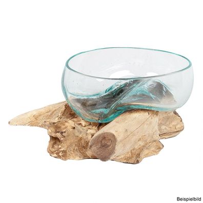 Deko-Glas DROP-1 Natural Teak massiv Natural mundgeblasen Handarbeit Unikat Deko