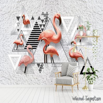 Vlies Fototapete Wandtapete Wandbilder 3D Geometrischem Flamingo Motiv 3857