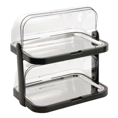 Aps Kühlplatte auf 2 Ebenen mit Rolltop-Deckel und Tablett aus Edelstahl