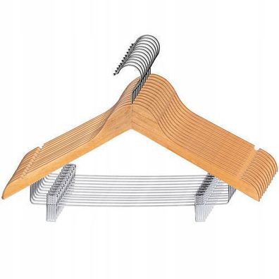 KADAX Kleiderbügel aus Holz, mit Klemmen aus Metall 360°drehbarer Haken 12