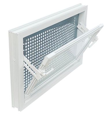 Kellerfenster weiss 90 x 30 cm Einfachglas, Schutzgitter, incl. Montagematerial