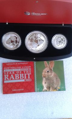 3,5 Unzen Silber 2$,1$,1/2$ 2011 PP Australien Hase 3er PP Münzset 3,5 Unzen Silber
