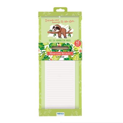 Trötsch Verlag, 80586N, Notizblock mit Stift und Magnet "Faultier"
