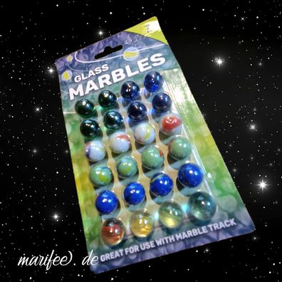 Glasmurmeln 16 mm, 24 Stück farbig sortiert, Klicker, Märbel Art.-Nr. 11048