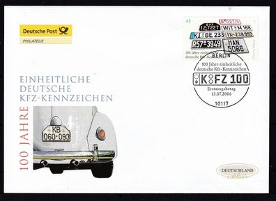 BRD 2006 Deutsche Post FDC MiNr. 2551 100 Jahre einheitliche deutsche Kfz-Kennzeichen