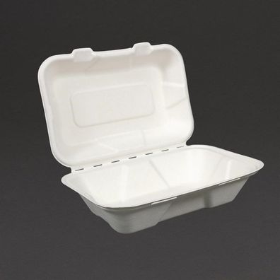 Vegware Kompostierbare Einweg Menüboxen Mit Klappdeckel Aus Bagasse 22,8Cm