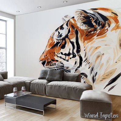 Vlies Fototapete Wandtapete Wandbilder Kreative Aquarell Tiger Handmalerei 3902