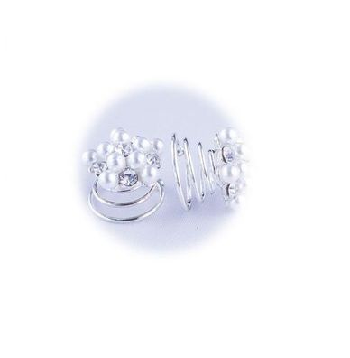 A & A Haarspirale Perle und Strass klein 6 Stück