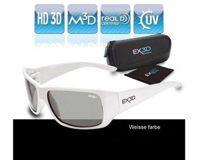 3D Brille Kino Erlebnis Polfilterbrille sportlich Weiss Farbe EX3D5002/105
