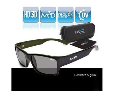 3D Brille EX3D5003/010 Polfilterbrille Men sportlich, Schwa-grün für 3D Kino Erlebnis